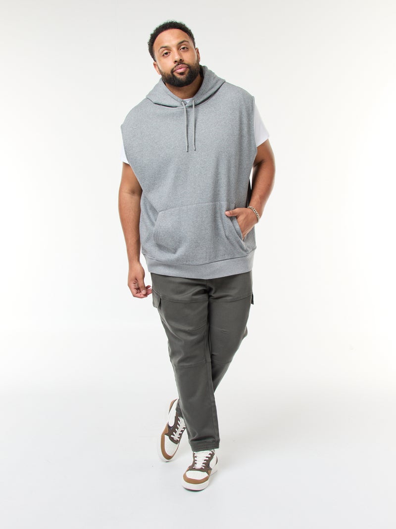 Sudadera con capucha sin mangas y bolsillo canguro Gris - Kiabi