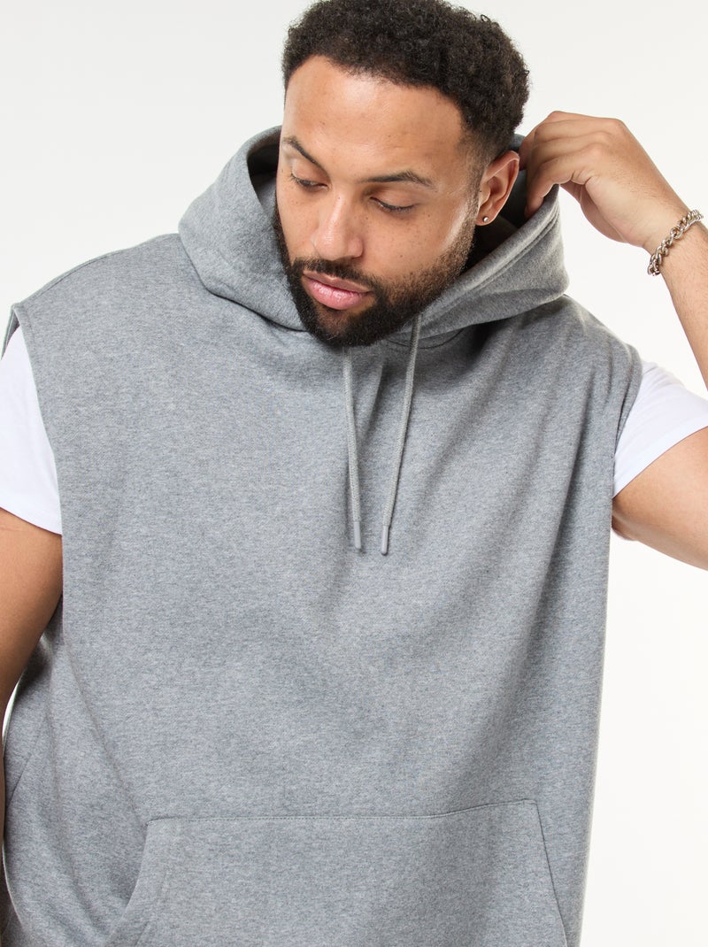Sudadera con capucha sin mangas y bolsillo canguro Gris - Kiabi