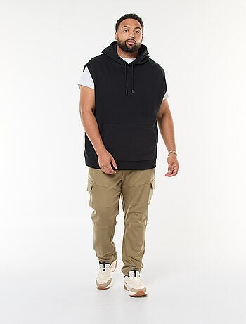 Sudadera con capucha sin mangas y bolsillo canguro