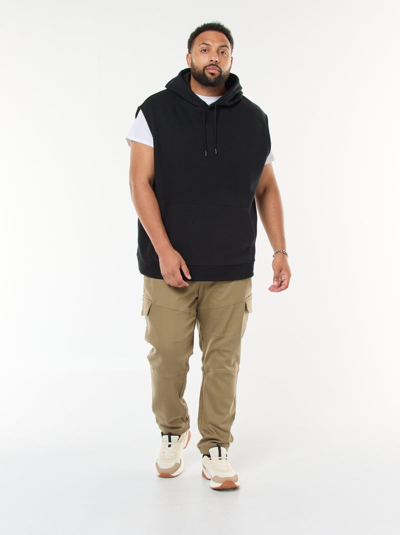 Sudadera con capucha sin mangas y bolsillo canguro Negro - Kiabi