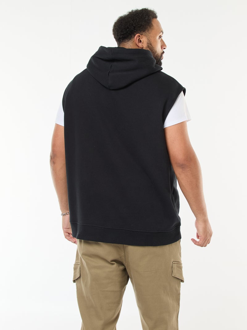 Sudadera con capucha sin mangas y bolsillo canguro Negro - Kiabi