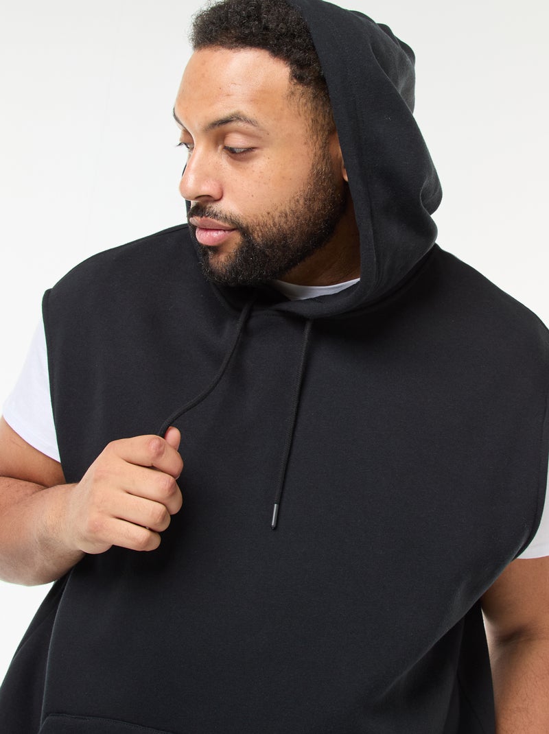 Sudadera con capucha sin mangas y bolsillo canguro Negro - Kiabi