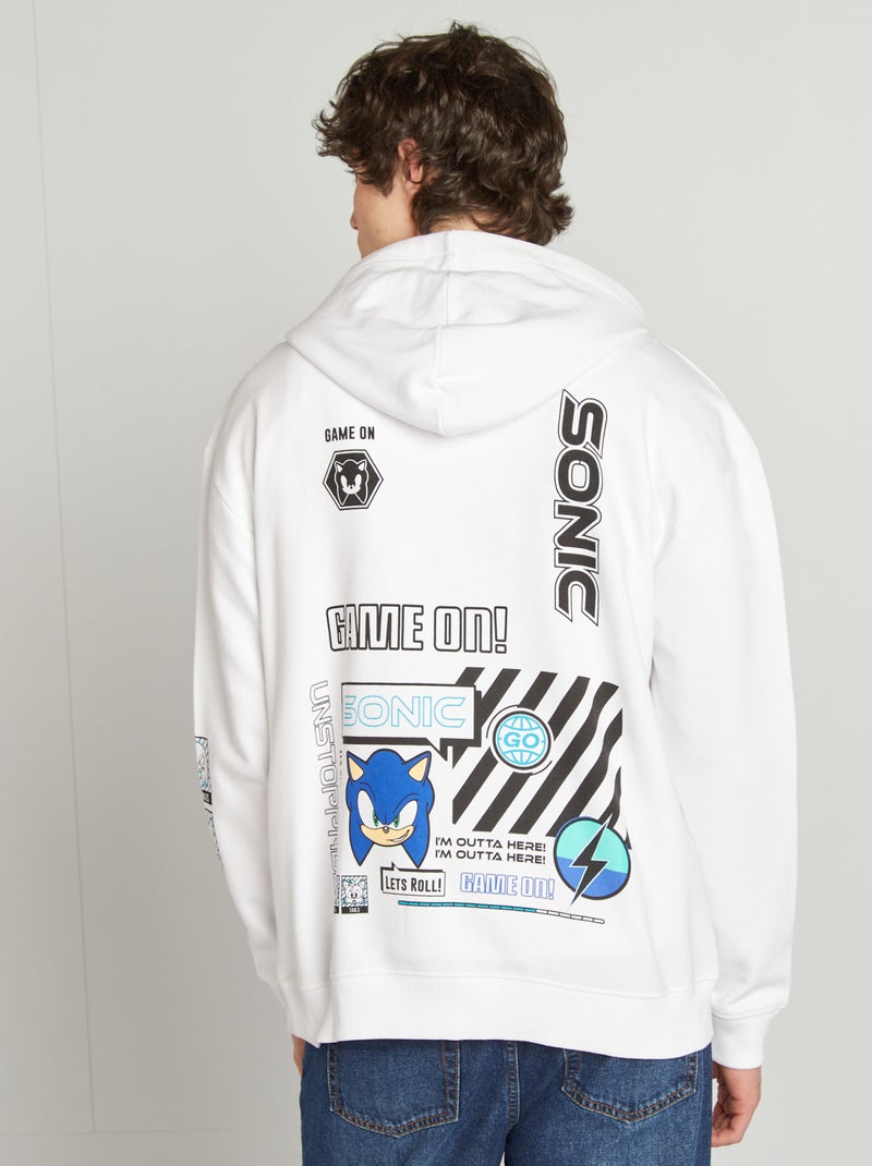 Sudadera con capucha 'Sonic' con estampado en ambos lados blanco - Kiabi