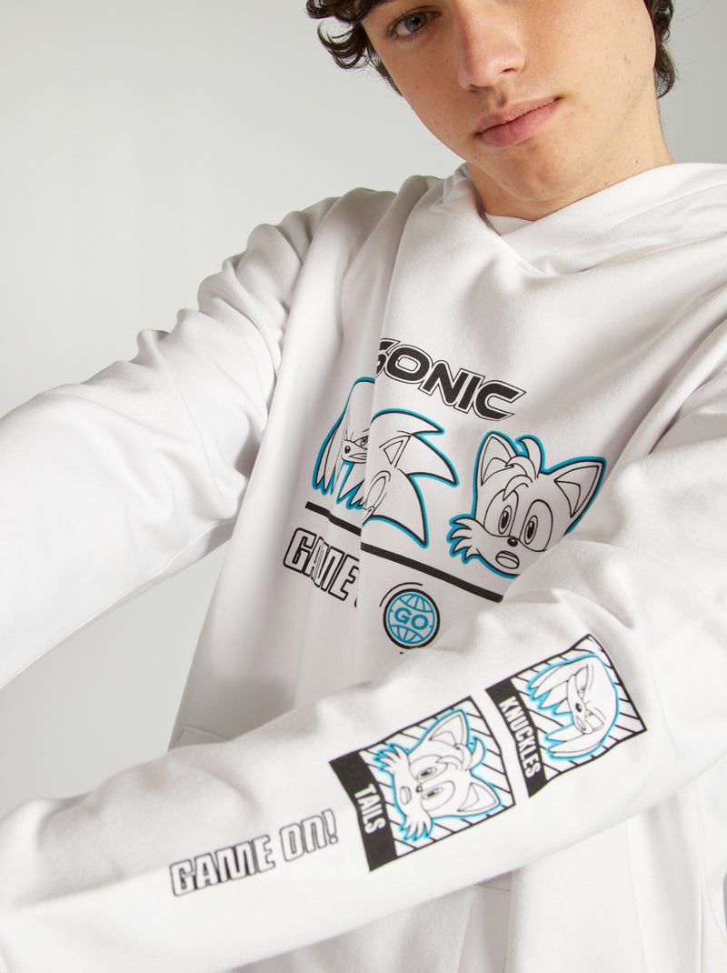 Sudadera con capucha 'Sonic' con estampado en ambos lados blanco - Kiabi