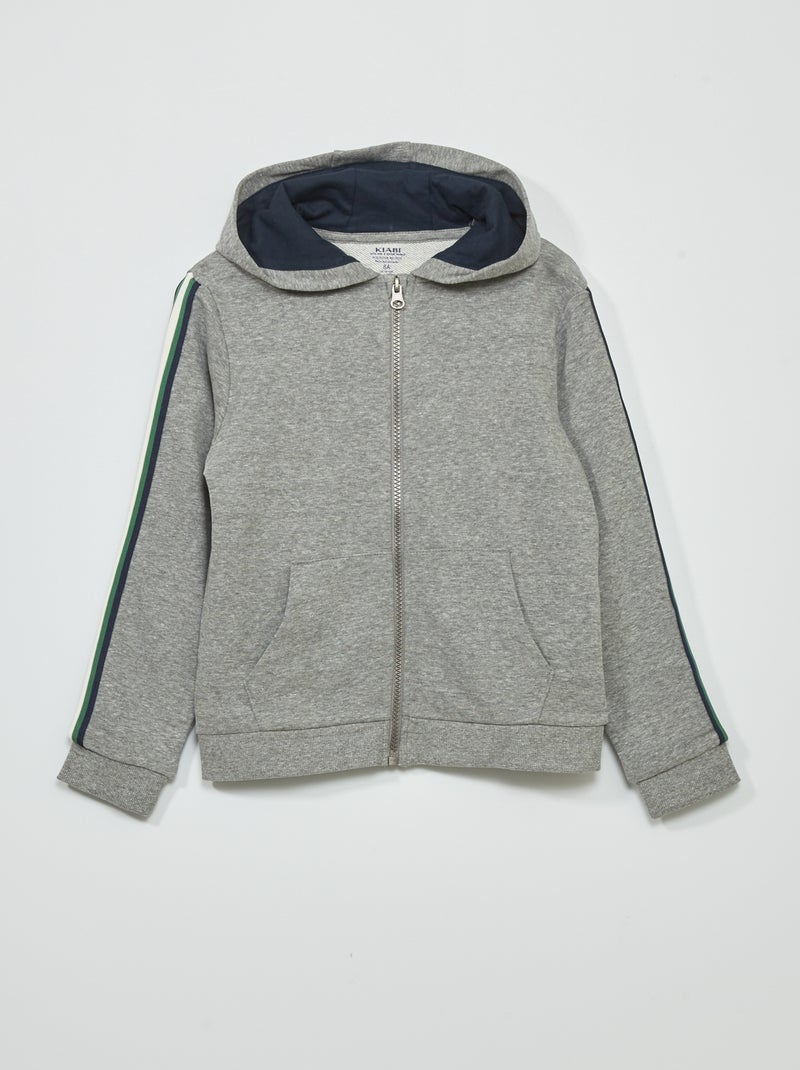 Sudadera con capucha y banda tricolor GRIS - Kiabi