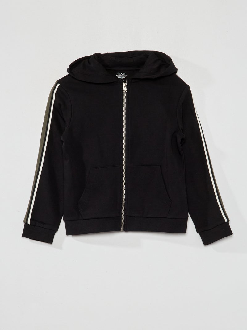 Sudadera con capucha y banda tricolor Negro - Kiabi