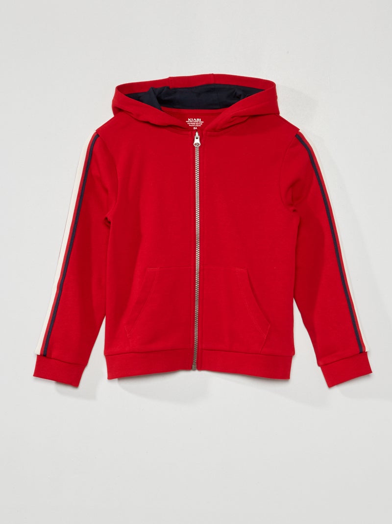 Sudadera con capucha y banda tricolor ROJO - Kiabi