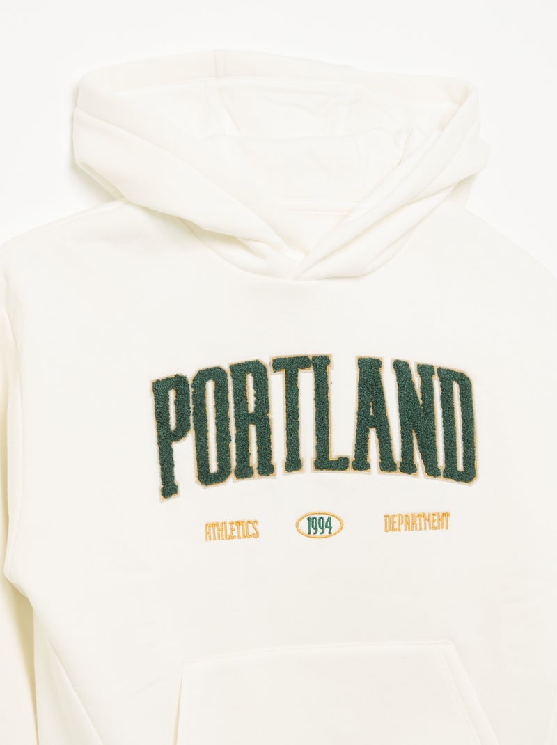 Sudadera con capucha y bolsillo canguro Blanco - Kiabi