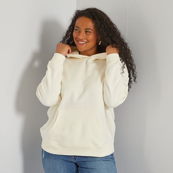 Sudadera con capucha y bolsillo canguro tallas grandes mujer - BLANCO -  Kiabi - 13,00€