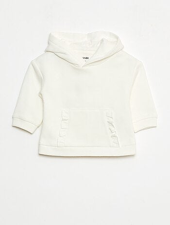 Sudadera con capucha y bolsillo canguro con volante