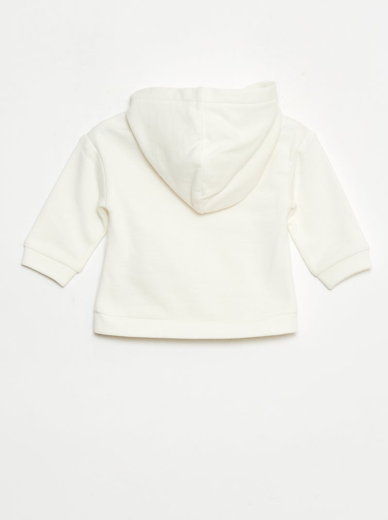 Sudadera con capucha y bolsillo canguro con volante Blanco - Kiabi