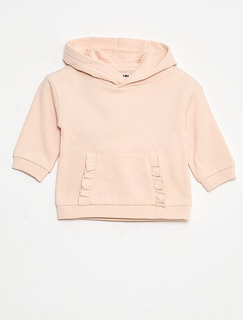 Sudadera con capucha y bolsillo canguro con volante