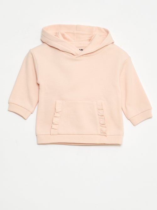Sudadera con capucha y bolsillo canguro con volante - Kiabi
