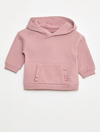Sudadera con capucha y bolsillo canguro con volante