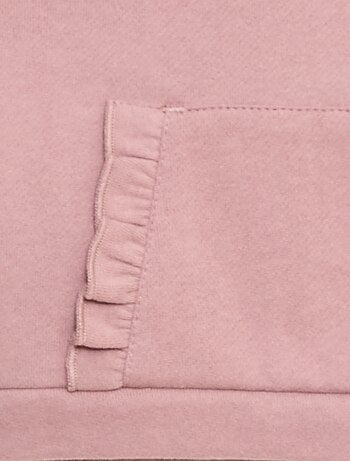 Sudadera con capucha y bolsillo canguro con volante