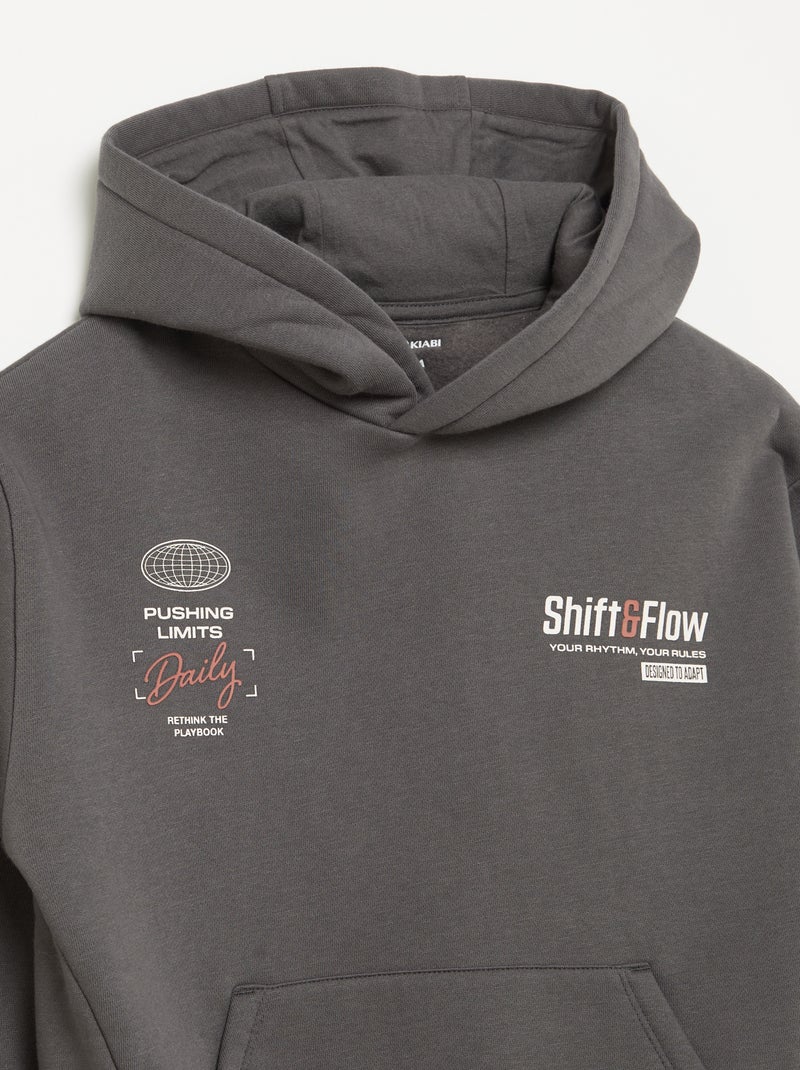 Sudadera con capucha y bolsillo canguro Gris oscuro - Kiabi