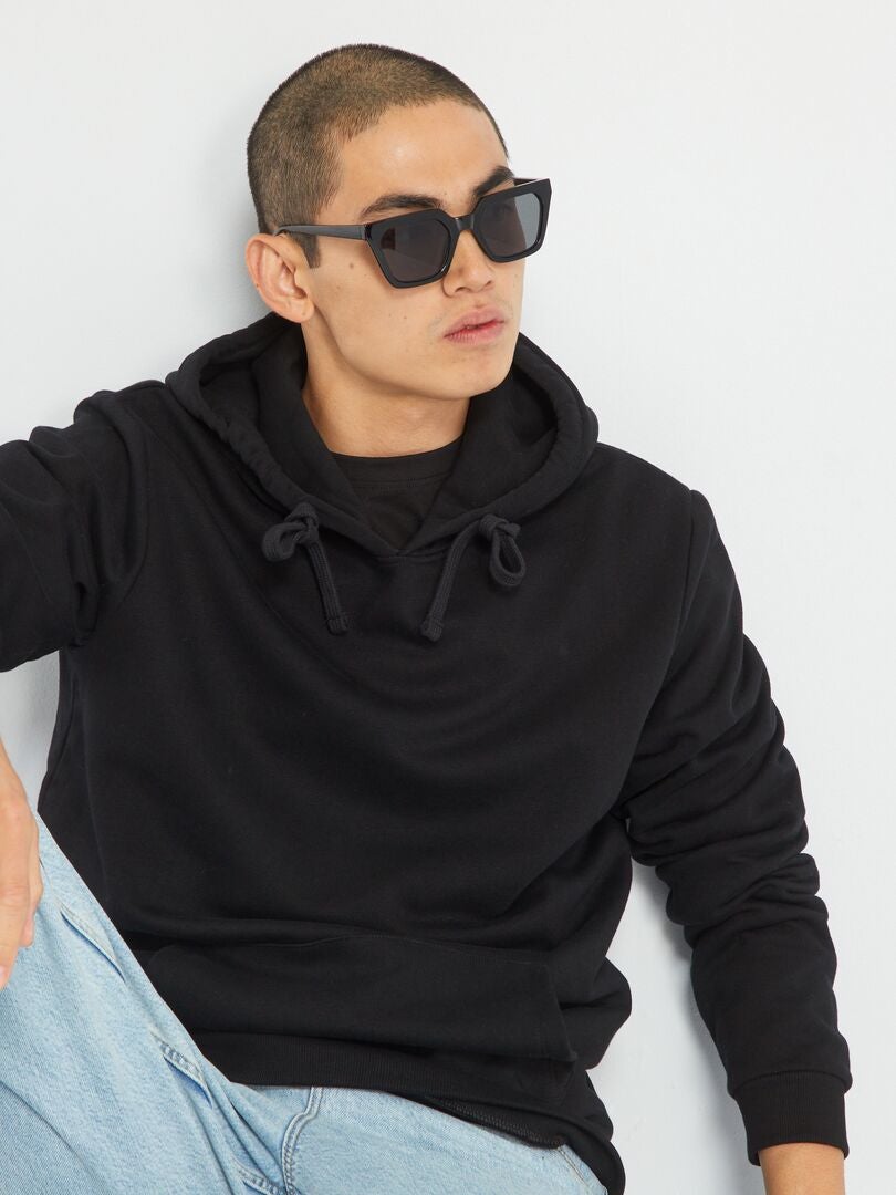 Sudadera con capucha y bolsillo canguro Negro - Kiabi