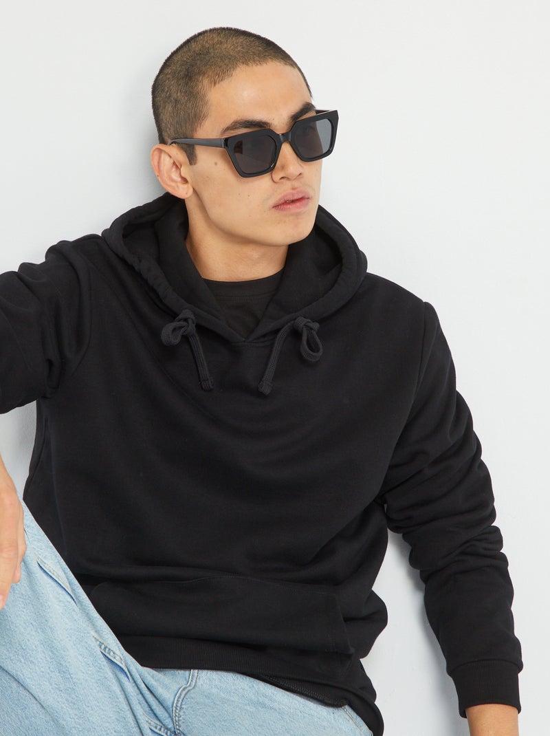 Sudadera con capucha y bolsillo canguro Negro - Kiabi