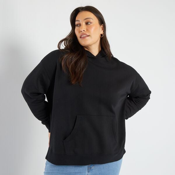 Sudadera con capucha y bolsillo canguro tallas grandes mujer - negro -  Kiabi - 13,00€