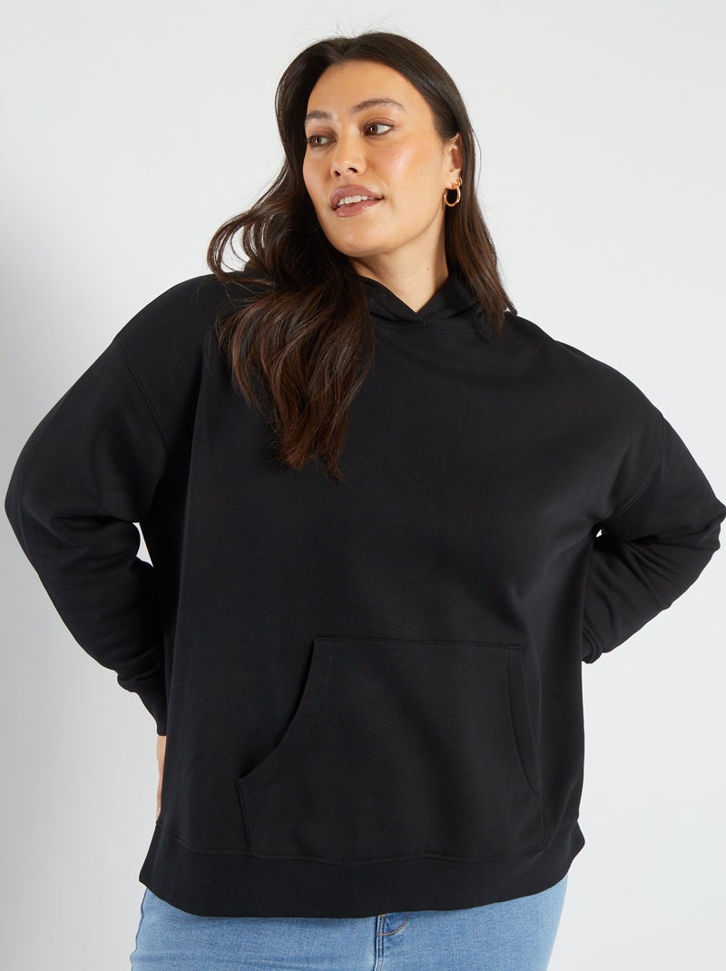 Sudadera con capucha y bolsillo canguro negro - Kiabi