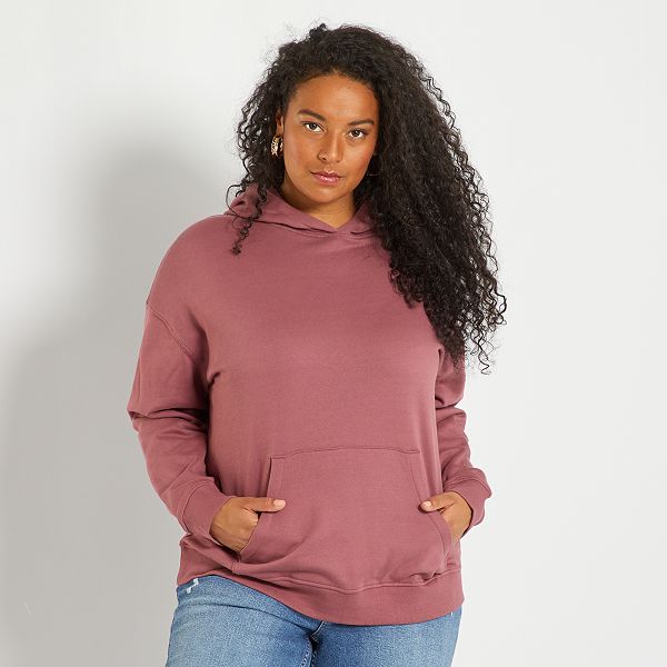 Sudadera con capucha y bolsillo canguro tallas grandes mujer - ROSA - Kiabi  - 13,00€