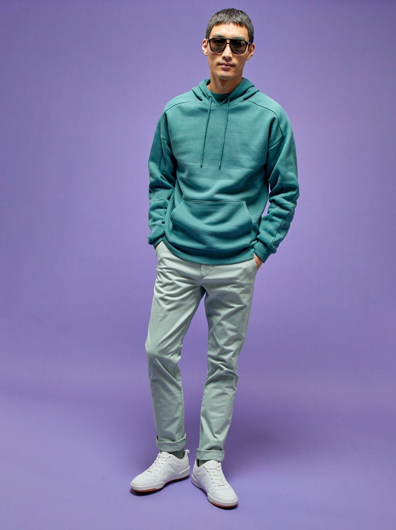 Sudadera con capucha y bolsillo canguro verde gris - Kiabi