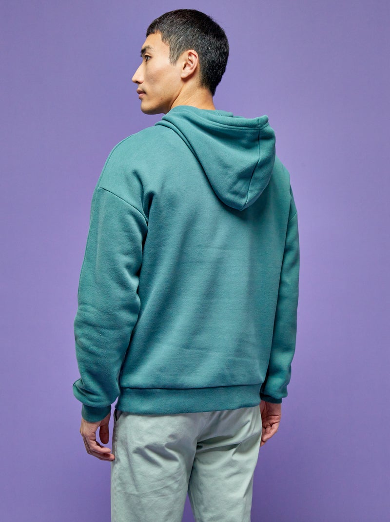 Sudadera con capucha y bolsillo canguro verde gris - Kiabi