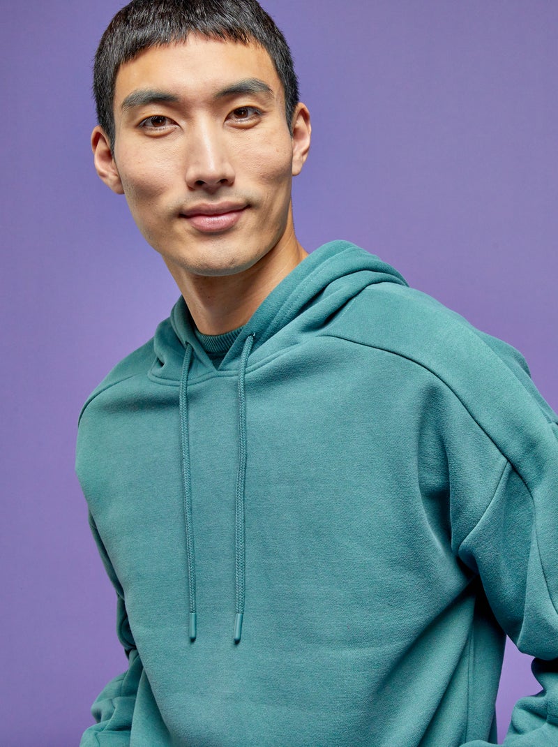 Sudadera con capucha y bolsillo canguro verde gris - Kiabi