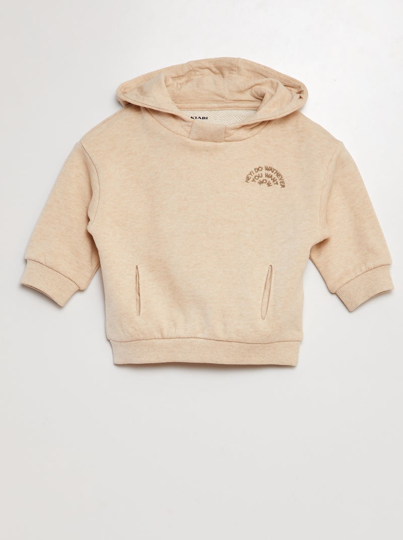 Sudadera con capucha y bordado BEIGE - Kiabi