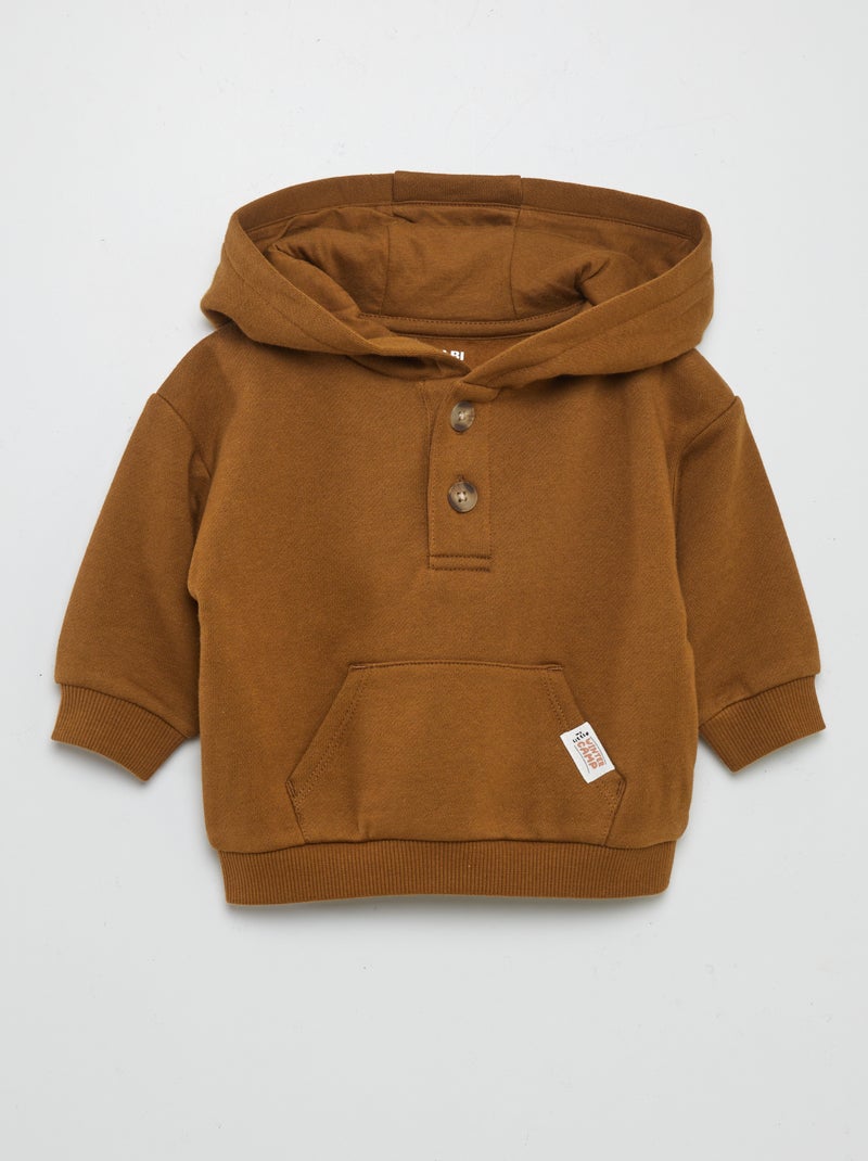 Sudadera con capucha y botones MARRON - Kiabi