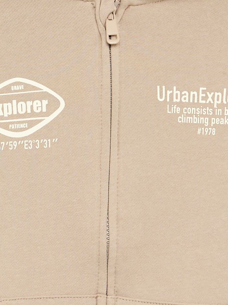 Sudadera con capucha y cremallera Beige - Kiabi