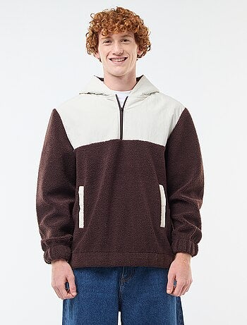 Sudadera con capucha y cremallera bicolor
