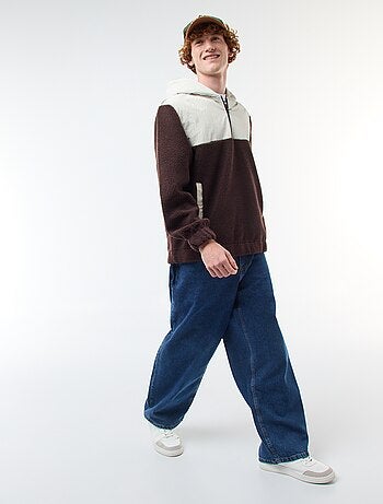 Sudadera con capucha y cremallera bicolor