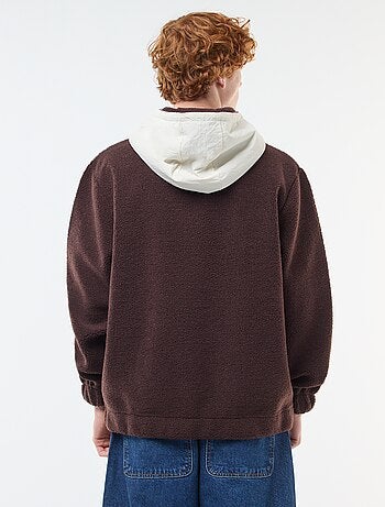 Sudadera con capucha y cremallera bicolor