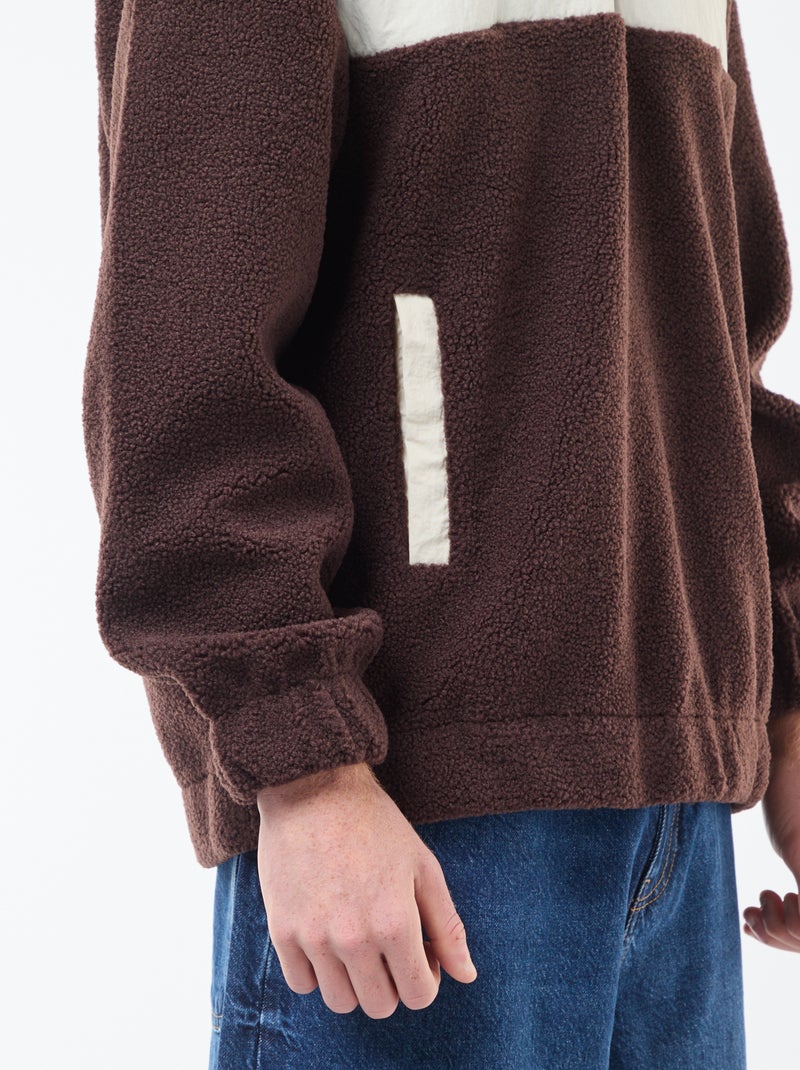 Sudadera con capucha y cremallera bicolor Beige - Kiabi