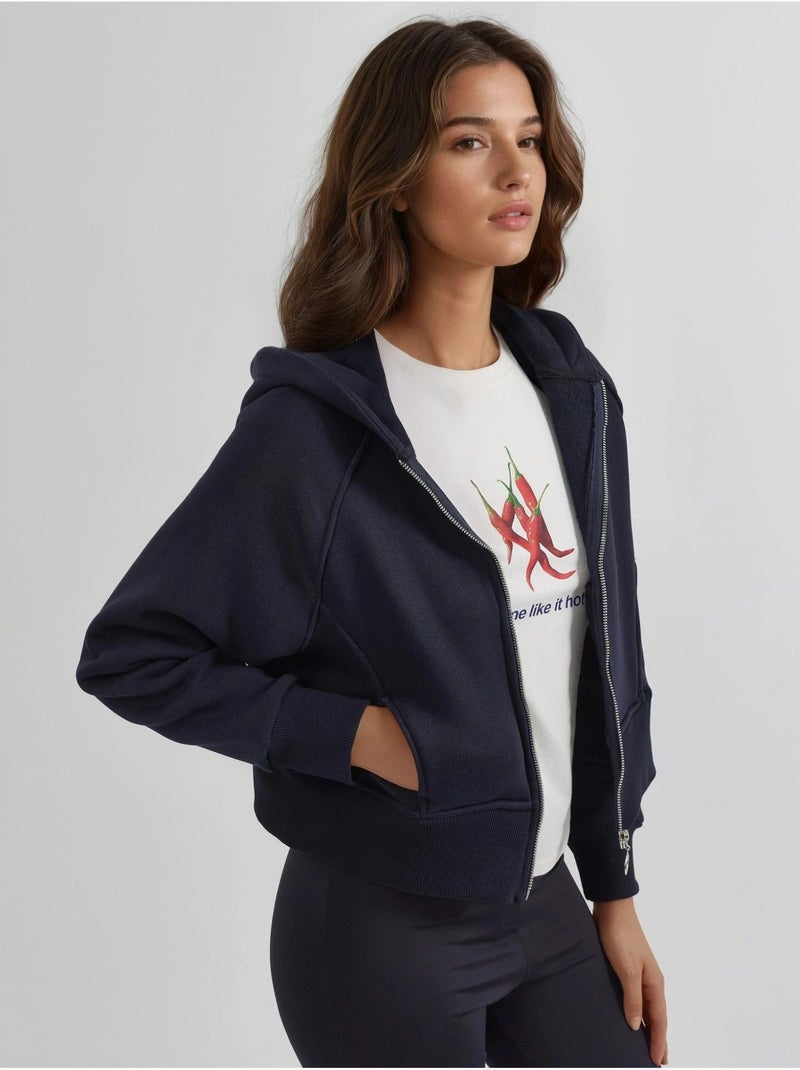 Sudadera con capucha y cremallera de corte relajado hiccup Azul marino - Kiabi