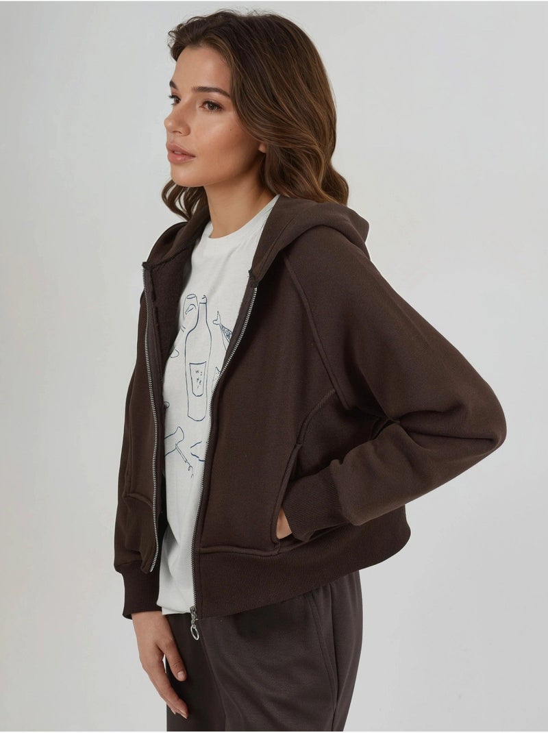 Sudadera con capucha y cremallera de corte relajado hiccup Marrón oscuro - Kiabi