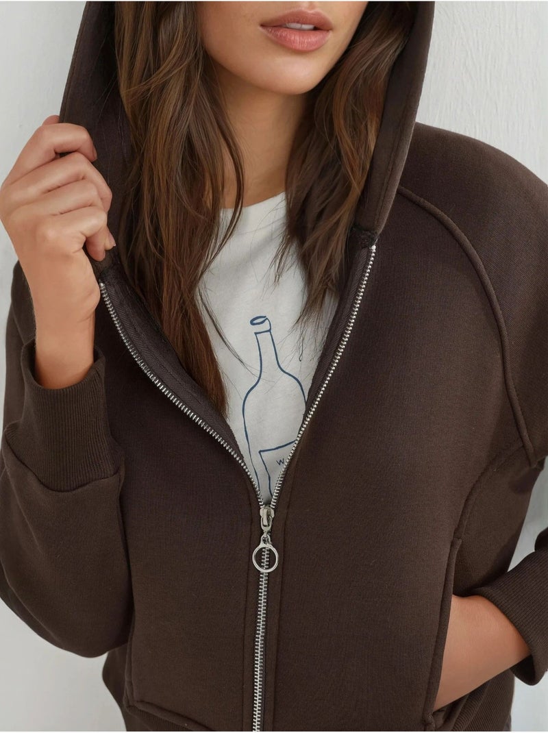 Sudadera con capucha y cremallera de corte relajado hiccup Marrón oscuro - Kiabi