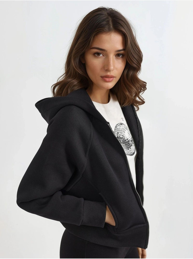Sudadera con capucha y cremallera de corte relajado hiccup Negro - Kiabi