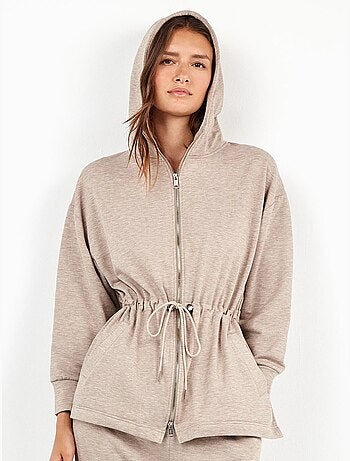 Sudadera con capucha y cremallera delantera, de felpa fina