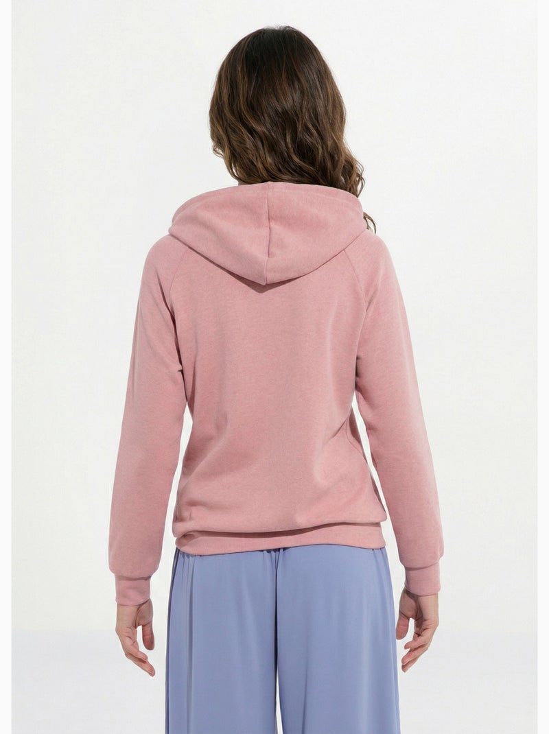 Sudadera con capucha y cremallera en forro polar cepillado - Afibel Rosa - Kiabi