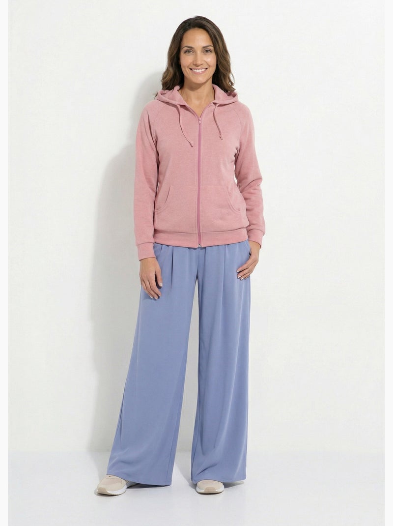 Sudadera con capucha y cremallera en forro polar cepillado - Afibel Rosa - Kiabi