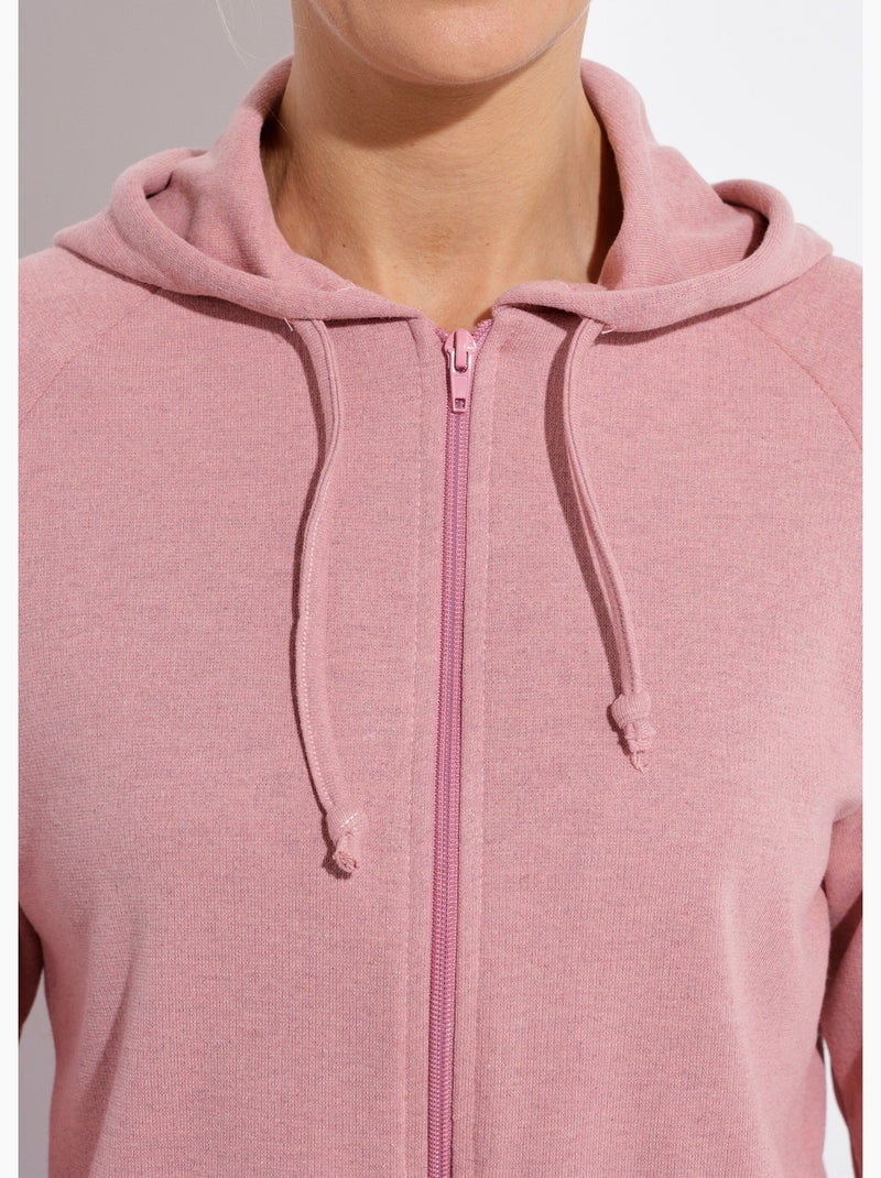 Sudadera con capucha y cremallera en forro polar cepillado - Afibel Rosa - Kiabi