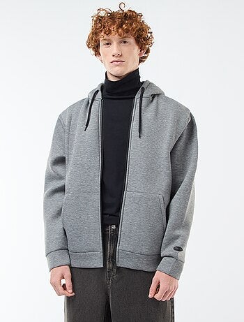 Sudadera con capucha y cremallera, forro efecto borreguito