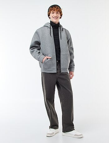 Sudadera con capucha y cremallera, forro efecto borreguito