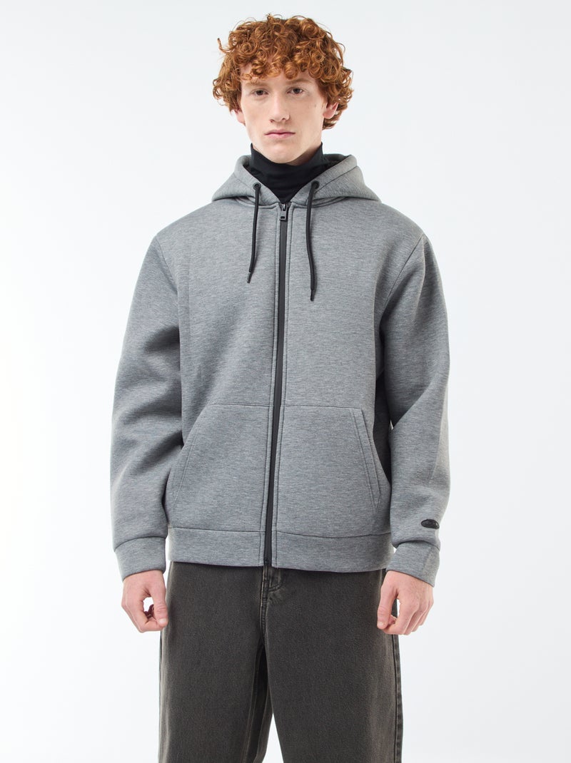 Sudadera con capucha y cremallera, forro efecto borreguito Gris - Kiabi