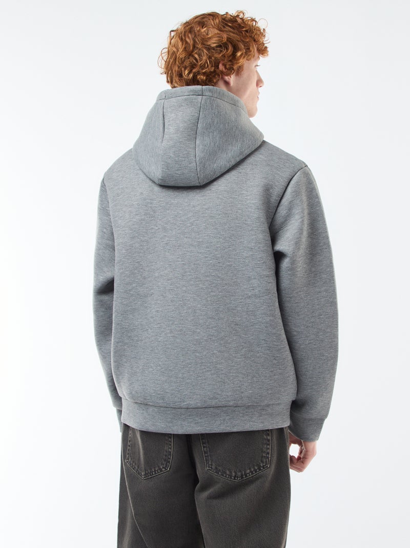 Sudadera con capucha y cremallera, forro efecto borreguito Gris - Kiabi