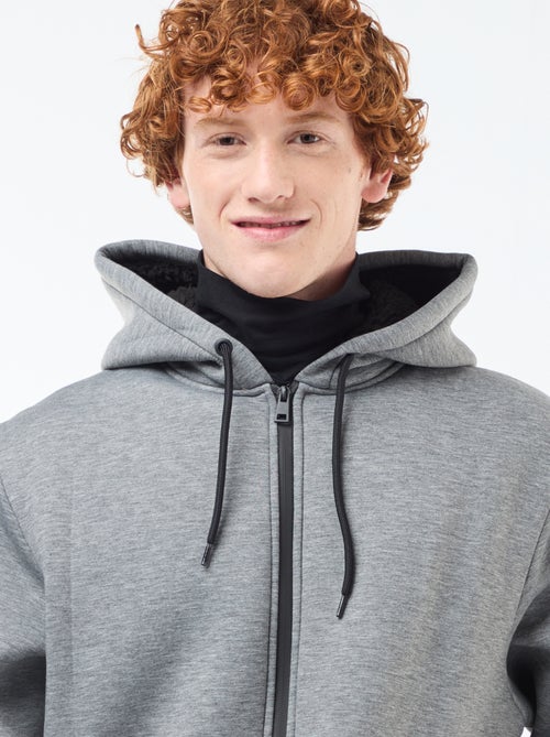 Sudadera con capucha y cremallera, forro efecto borreguito - Kiabi