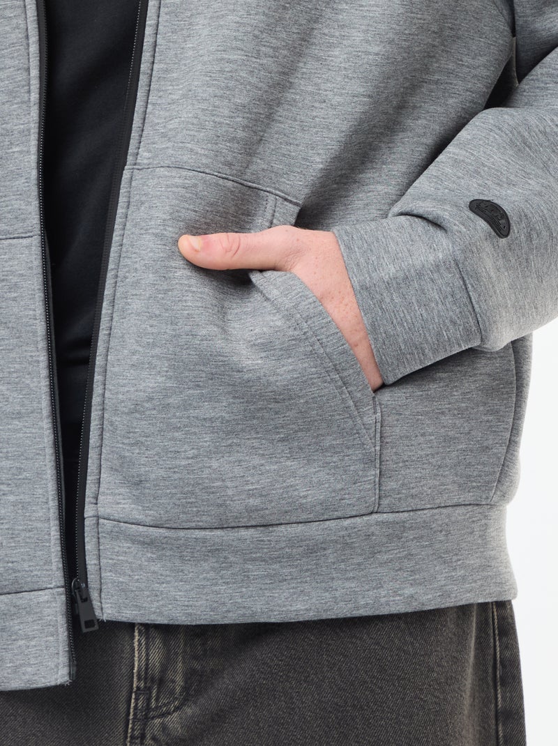 Sudadera con capucha y cremallera, forro efecto borreguito Gris - Kiabi