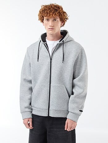 Sudadera con capucha y cremallera, forro efecto borreguito